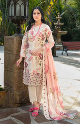 3-PC Unstitched Digital Embroidered Lawn By Tawakkal Fabrics | D-1241